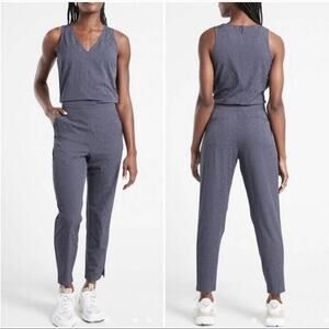 NWT Athleta Brooklyn textured Leopard Medieval Violet jumpsuit, 22